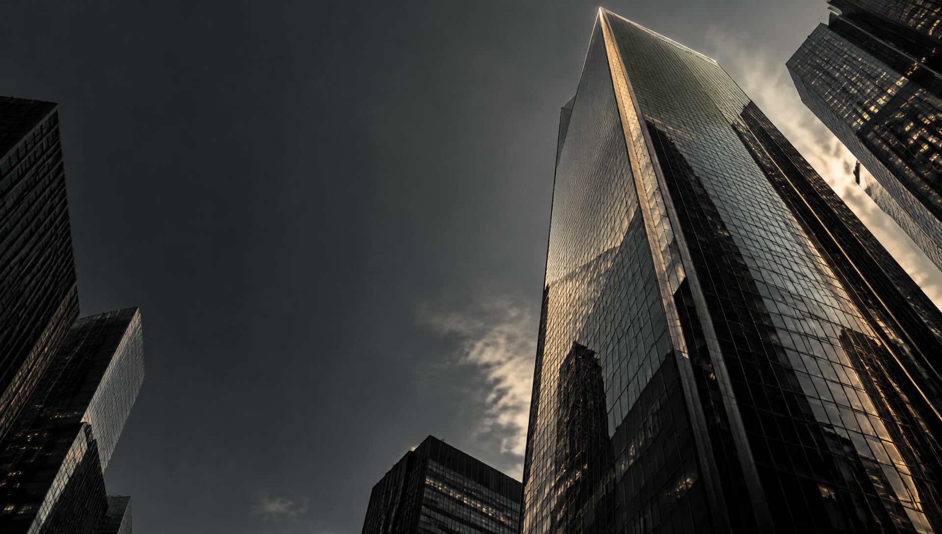 Modern high-rise architecture in golden light